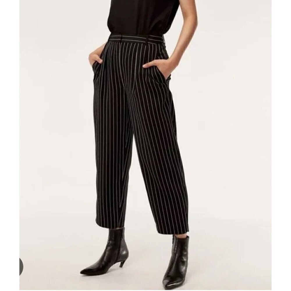 Babaton Modesto pants, black white striped, Size 2